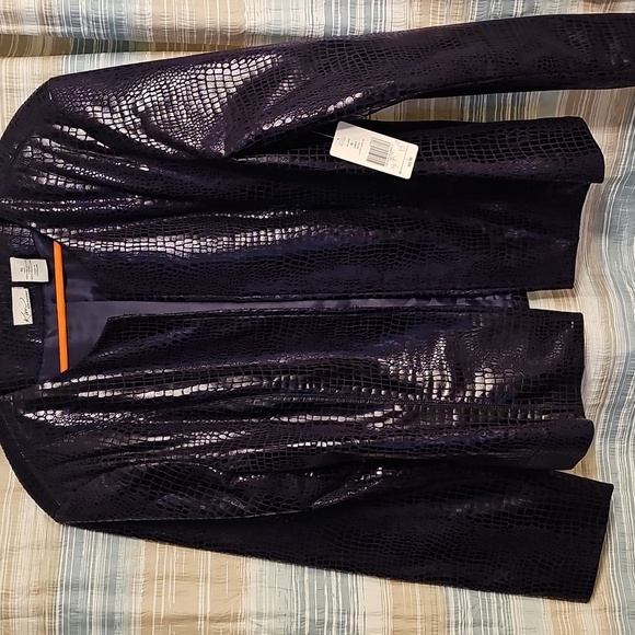 Kim Rogers Women's Faux Croc Pattern Purple Jacket - Picture 1 of 8